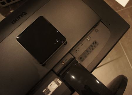 NUC mounted on monitor with the VESA mount